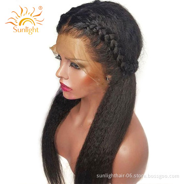 Sunlight Lace Front Hd Extensions Toupee Best Quality Raw Peruvian Already Made Mink Virgin Brazilian Kinky Straight Hair